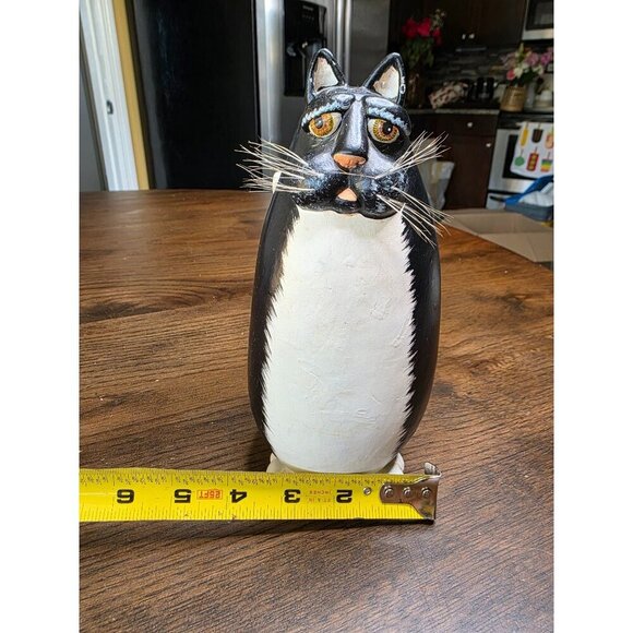 VTG Enesco Funny Bone Vicki Thomas Black Tuxedo Cat Figurine 1997 Fat Cat - Picture 12 of 16